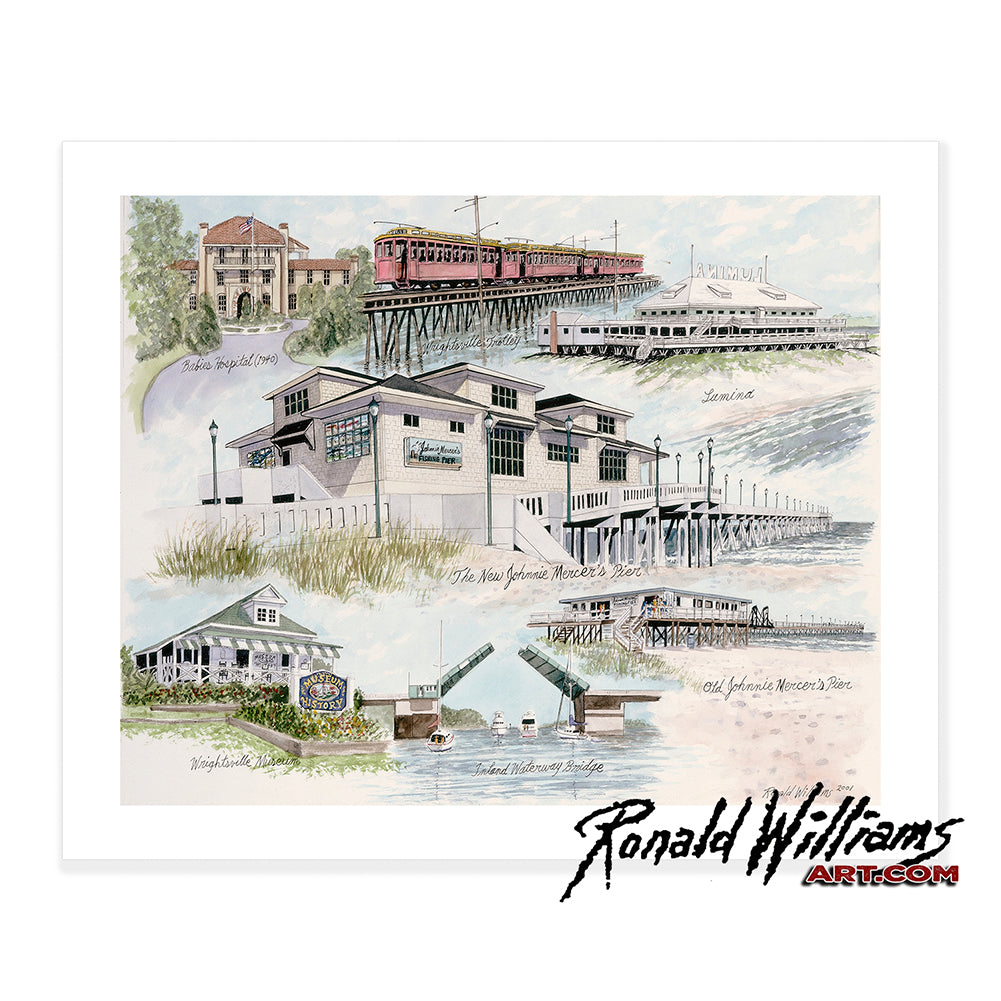 Prints - Wrightsville Beach North Carolina Landmark Montage