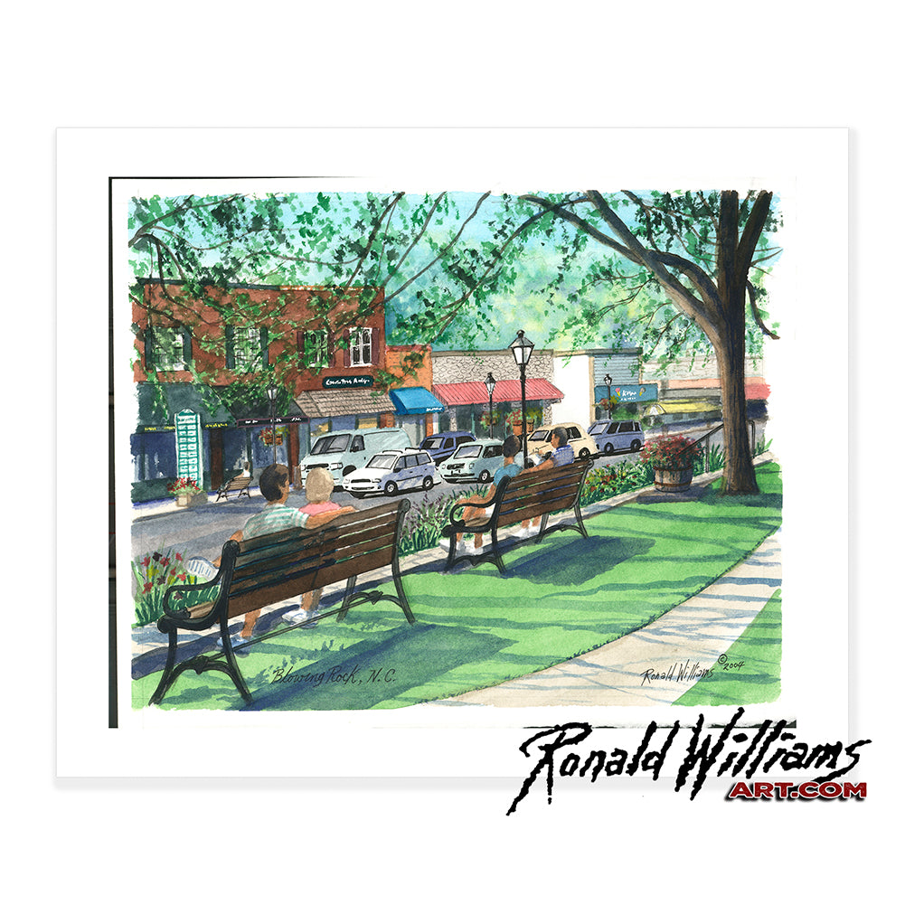 Prints - Blowing Rock North Carolina Main Street Benches