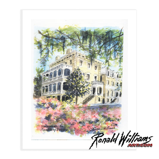 Prints - Monterey Square Savannah Georgia with Flowers
