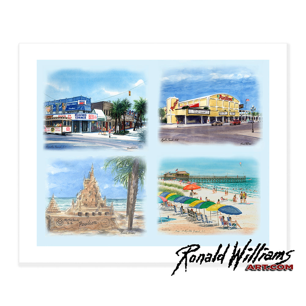 Prints - Myrtle Beach South Carolina Collage of Popular Landmarks
